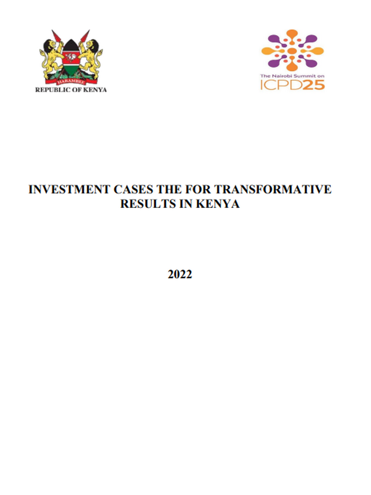 Investment Case for the Transformative Results in Kenya