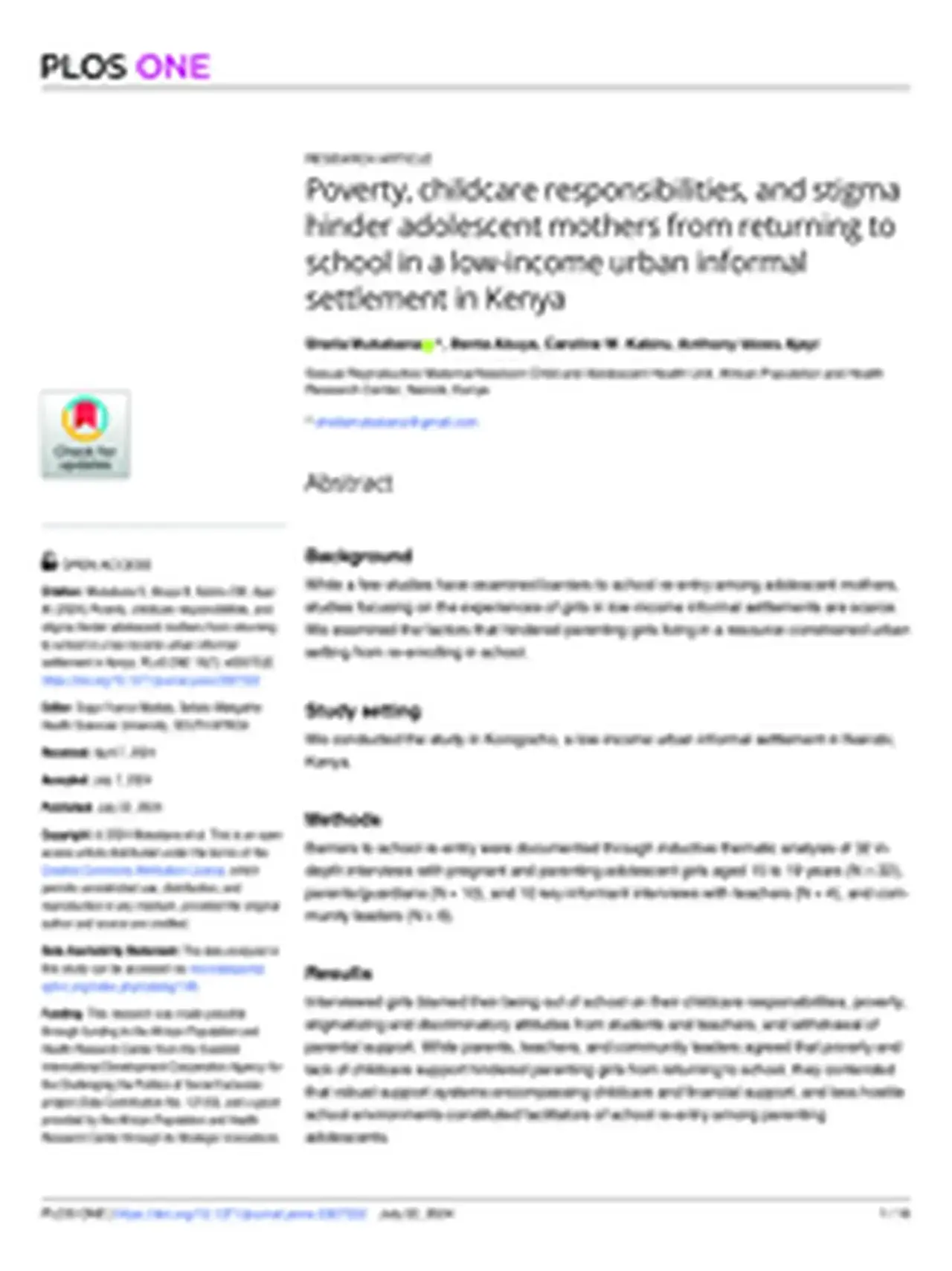 Antenatal, childbirth and post-natal care resources: APHRC and Partners